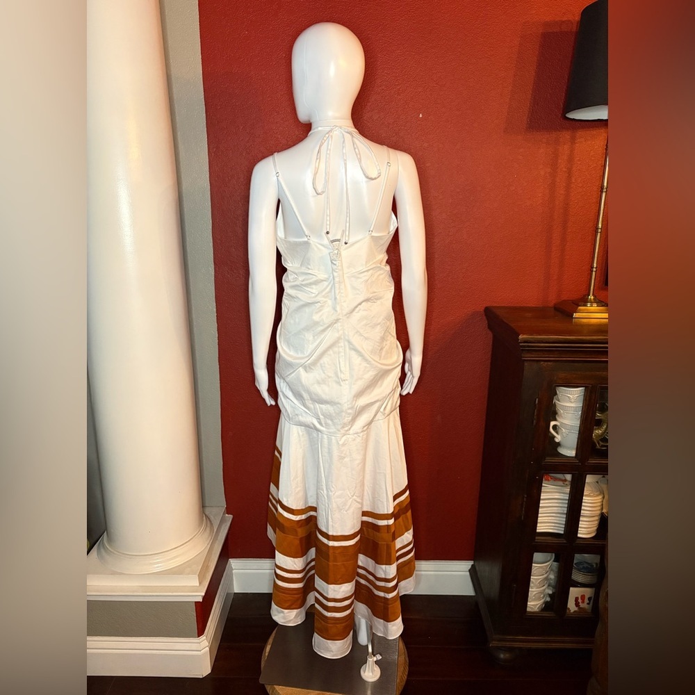 NWT VERONICA BEARD- Fitz White Golden Sand Halter Dress. Size 12 - Picture 5 of 13